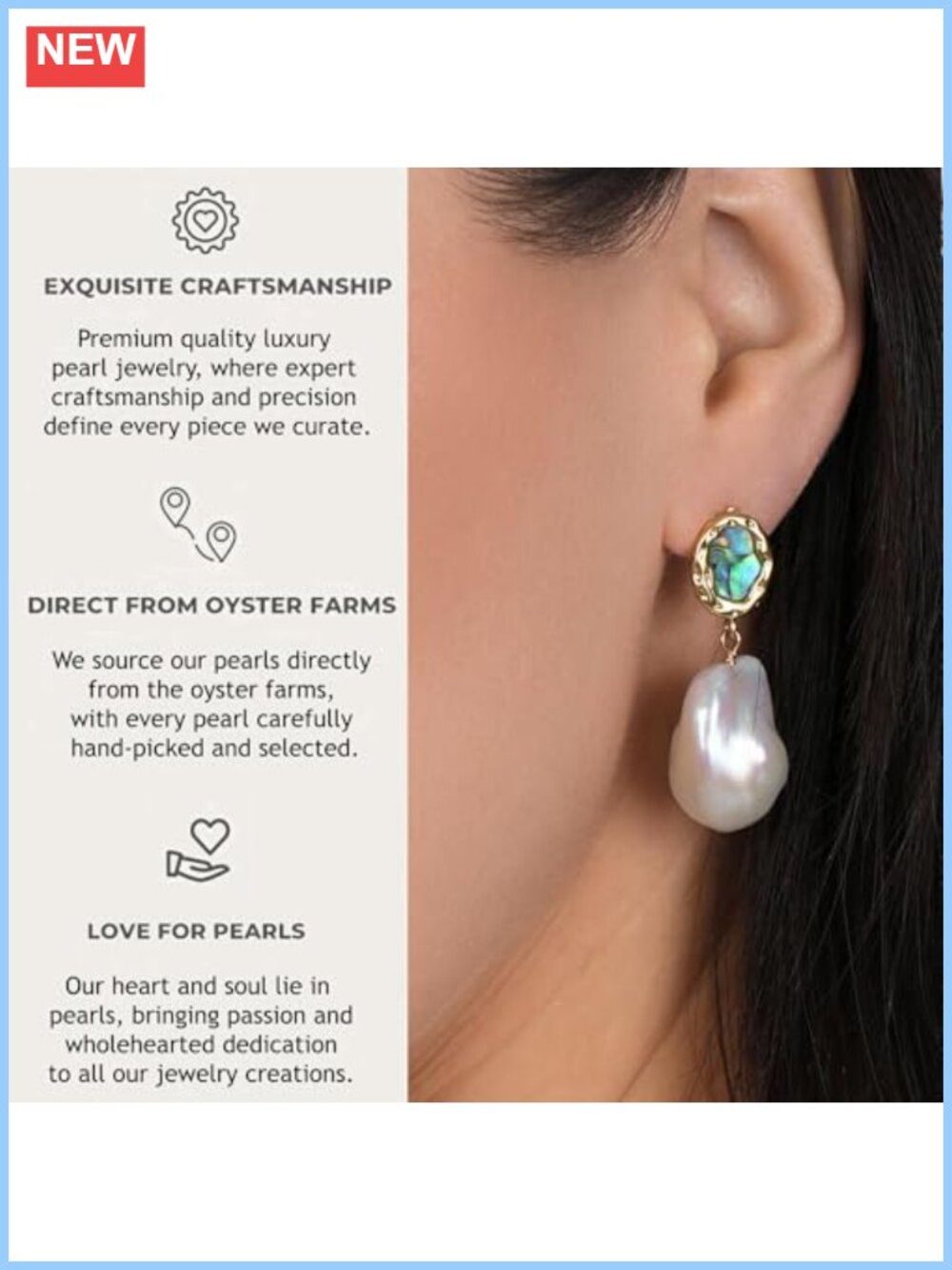 14k Gold Plated 925 Sterling Silver Baroque Pearl Drop Earrings - Picture 3 of 6